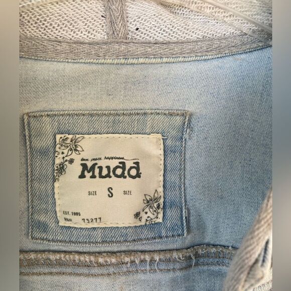 Mudd Denim/Jean Light Wash Faded Sweatshirt Jacket - Picture 4 of 5